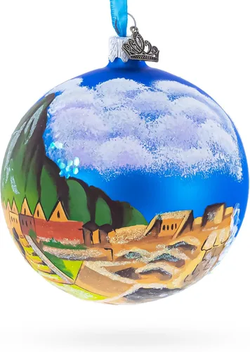 Miniatura 4 de Machu Picchu, Perú Adorno de bola de Navidad de cristal de 4 pulgadas