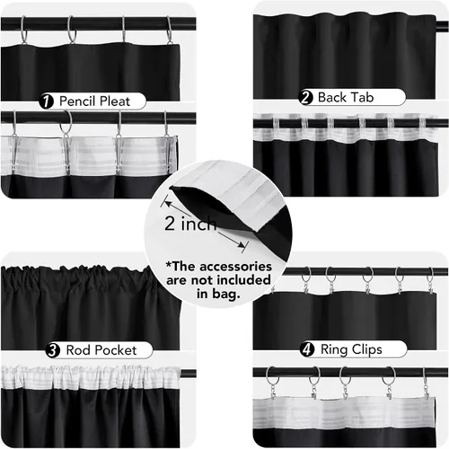 Miniatura 4 de Deconovo Cortinas 100% opacas para dormitorio, cortina con aislamiento térmico, panel de sala de estar insonorizado, certificado Oeko-TEX, cortinas