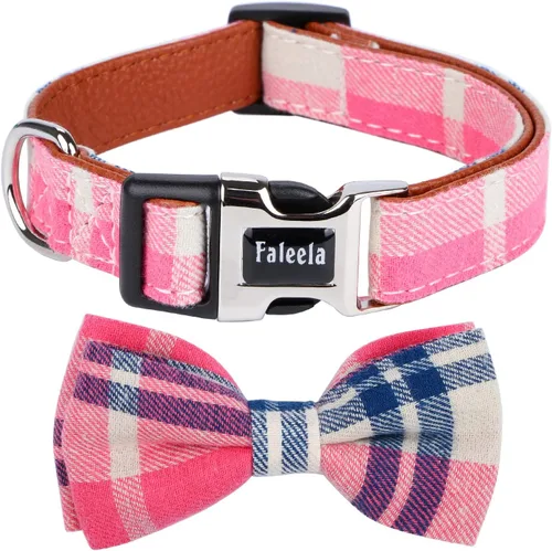 Miniatura 9 de Faleela Lindo Collar de Perro Navideño Suave para Niña con Lazo, Collar de Perro con Corbatín para Niño, Collar Ajustable Desmontable para Mascotas