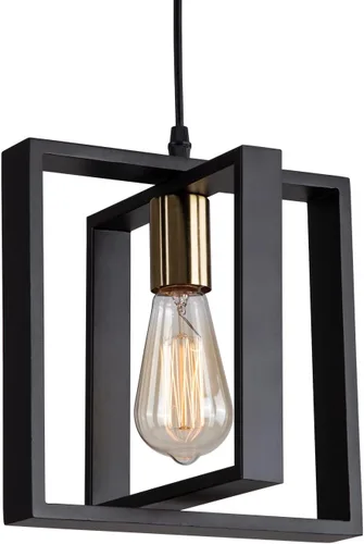Miniatura 8 de 9MMML Iluminación colgante industrial pequeña, lámpara colgante de cocina estilo granja con cable, madera+metal, 1 luz E26 para comedor dormitorio