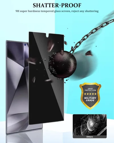 Miniatura 6 de Protector de pantalla de privacidad compatible con Samsung Galaxy S24 Ultra, vidrio templado con protector de lente de cámara, compatible