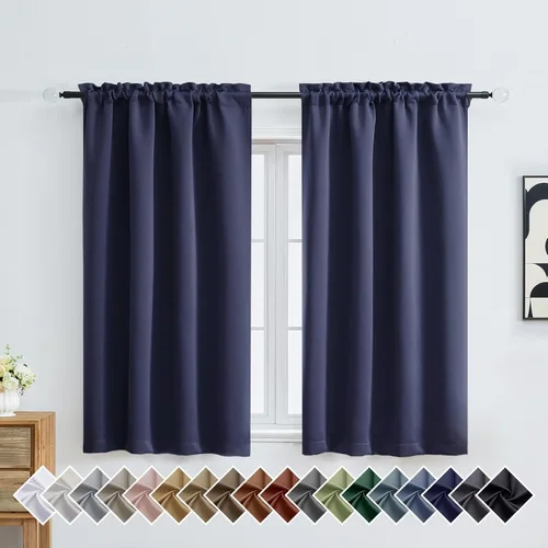 Miniatura 206 de OVZME Cortinas opacas turquesa para tratamiento de ventanas pequeñas, cortinas cortas con bloqueo de luz para ventana de cocina sobre el fregadero
