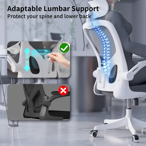 Miniatura 4 de Monhey Silla de oficina ergonómica, de 90° a 125° con inclinación trasera para el hogar, silla de escritorio con ruedas giratorias y silenciosas