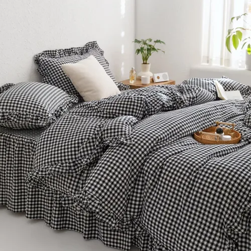 Miniatura 23 de mixinni Juego de funda de edredón vintage a rayas, tamaño twin, juego de ropa de cama de 3 piezas, 100% algodón lavado, suave y transpirable, funda