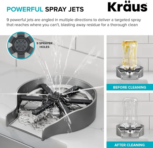 Miniatura 6 de KRAUS CleanMate - Enjuagadora de vidrio para fregadero de cocina en acabado de color de acero inoxidable sin manchas, KGR-500SFS