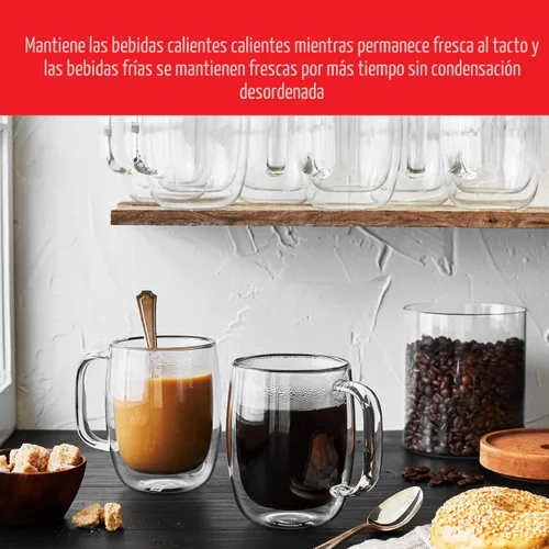 Miniatura 2 de ZWILLING Sorrento Plus - Juego de 2 tazas de café de vidrio de doble pared, 12 onzas, 12.0 fl oz, transparente