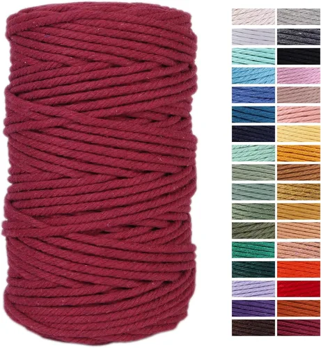 Miniatura 52 de Cuerda de Macramé Gris Claro 3mm x 109 Yardas, Cuerda de Algodón de Colores Cuerda para Manualidades Cuerda de Algodón Colorida para Colgar