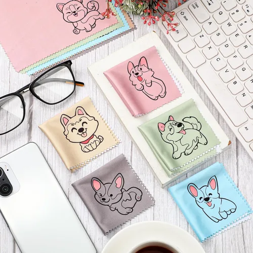 Miniatura 2 de WILLBOND Paño de limpieza de microfibra con diseño de perro, paño de microfibra suave multicolor para lentes, lentes de cámara, pantallas