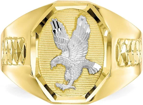 Miniatura 5 de Anillo de oro amarillo sólido de 10 quilates de dos tonos, para hombre