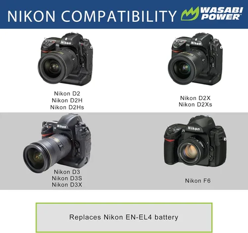 Miniatura 2 de Wasabi Power Batería para Nikon EN-EL4, EN-EL4a y Nikon D2, D2H, D2Hs, D2X, D2Xs, D3, D3S, D3X, F6