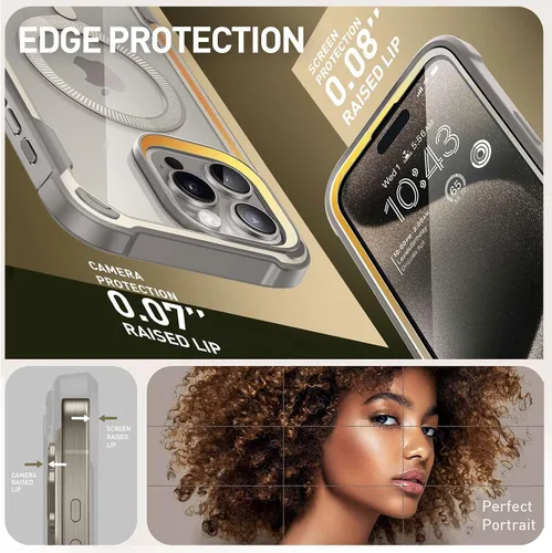Miniatura 7 de i-Blason Funda para iPhone 15 Pro, compatible con MagSafe, protector de pantalla integrado, protección contra caídas de cuerpo completo, funda Gris