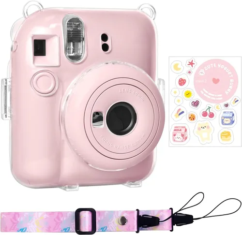 Miniatura 16 de Rieibi Funda transparente compatible con Fuji Instax Mini 12 – Funda con purpurina para cámara instantánea Fujifilm Instax Mini 12 con bolsillo