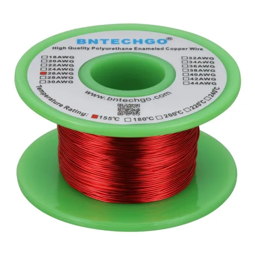 BNTECHGO - Alambre magnético de 26 AWG, cable de cobre esmaltado para bobinado, 4 onzas, 0.0157 pulgadas de diámetro, 1 bobina de color rojo, Rojo 4