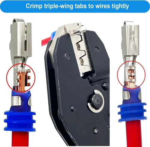 Miniatura 4 de Herramienta de crimpado con trinquete, herramienta de crimpado de alambre de trinquete para conectores de terminal de barril abierto, herramienta
