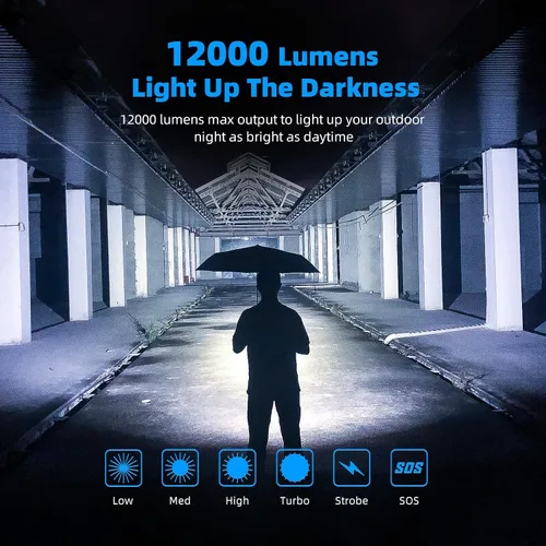 Miniatura 2 de WUBEN A9 12000 Linterna de lúmenes altos 1378 pies Distancia de haz 552 horas de tiempo de funcionamiento largo Tipo-C recargable incluido Múltiples