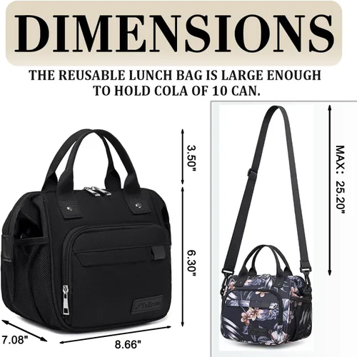 Miniatura 2 de TuErCao - Bolsa de almuerzo pequeña, ligera y aislada para mujer; para trabajo, portátil, suave enfriador para pícnic, viajes, viajes por carretera