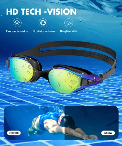 Miniatura 3 de NSSIW Gafas de natación para adultos: gafas de piscina para hombres y mujeres con protección UV400 antivaho sin fugas, paquete de 3