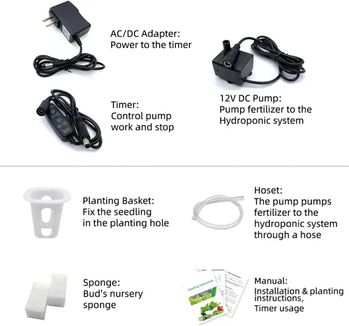 Miniatura 8 de Sistema de cultivo hidropónico NFT de 36 agujeros con ciclo especial de sincronización de fertilizantes, kit de plantas de jardín de tubería de PVC