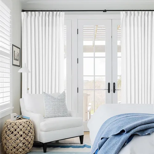 Miniatura 236 de Cortinas de lino natural con pliegues fruncidos de 120 pulgadas de largo para sala de estar, cortinas plisadas con ganchos y lengüeta trasera
