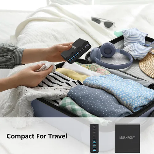 Miniatura 6 de Bloque de Cargador USB C de 320W, Estación de Carga de 10 Puertos USB C GaN III PD 65W Adaptador de Carga Rápida para Laptop para MacBook Pro/Air
