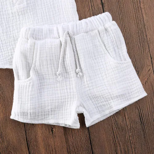Miniatura 46 de fhutpw Conjunto de 2 piezas de ropa de verano para bebés, camiseta de manga corta, cintura elástica, pantalones cortos para niños pequeños