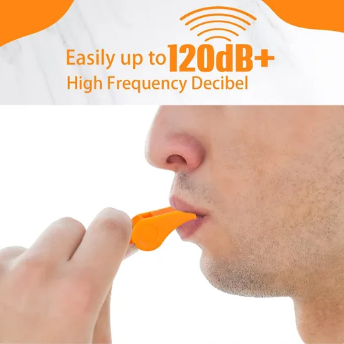 Miniatura 4 de Honoson Silbato para adultos con cordón de seguridad de plástico silbato de emergencia de supervivencia fuerte para salvavidas entrenadores Naranja