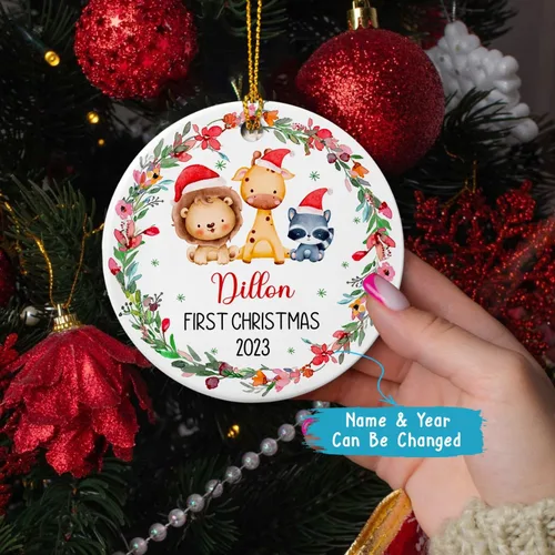 Miniatura 3 de Adornos de Navidad personalizados de animales del bosque 2026, primera decoración de árbol de Navidad del bebé, adorno de primera Navidad, adorno