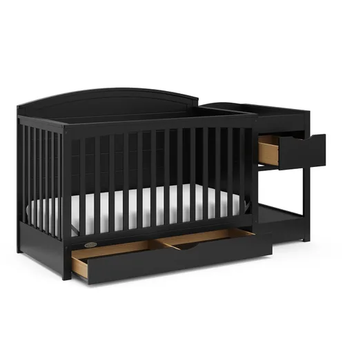 Miniatura 8 de Graco Bellwood - Cuna convertible 5 en 1 y cambiador con cajón (negro) - Certificado GREENGUARD Gold, cajón de almacenamiento de tamaño completo, se