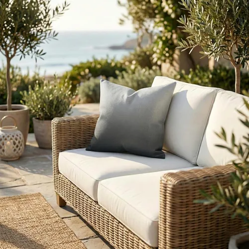 Miniatura 31 de Fab Habitat Almohadas para interiores y exteriores hechas de hilo de poliéster reciclado, resistente a las manchas, lavable a máquina, inserto Ondas