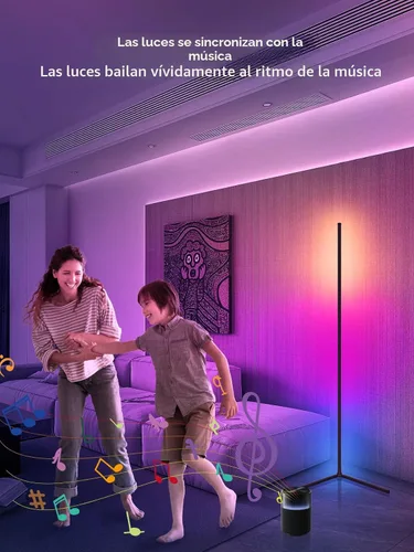Miniatura 4 de Tyute Lámpara de pie de esquina, lámpara de esquina LED RGB con sincronización de música, aplicación inteligente y control remoto, luz de ambiente