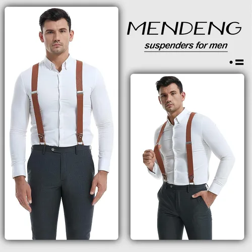 Miniatura 24 de MENDENG Tirantes de gancho giratorio de bronce vintage con 4 tirantes ajustables para hombre