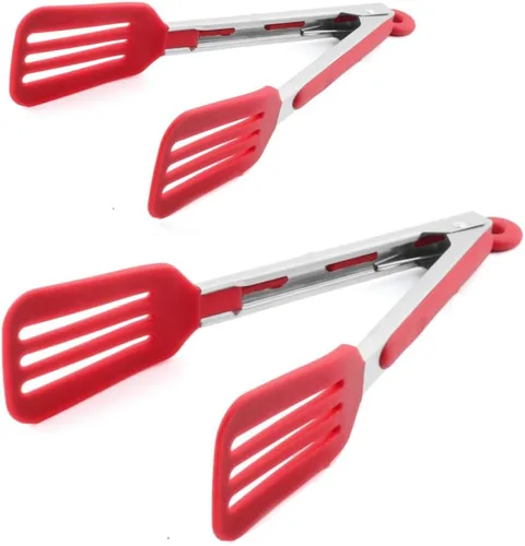 Miniatura 9 de Pinzas para servir de silicona de acero inoxidable de 12 pulgadas con mango de bloqueo (negro)