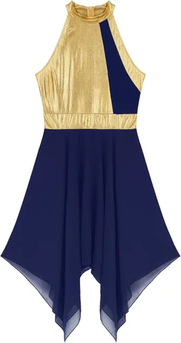 Miniatura 95 de easyforever Vestido de baile sin mangas con bloques de color para mujer, alabanza litúrgica, ropa de baile lírico, vestido de bata de adoración