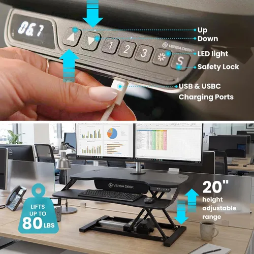 Miniatura 5 de VERSADESK PowerPro Elite - Convertidor de escritorio eléctrico ajustable de 36 pulgadas con controlador programable y concentrador USB. Aplicación