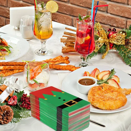 Miniatura 7 de 200 Pcs Christmas Napkins Disposable Paper Xmas Disposable Guest Towels Merry Christmas Dinner Napkins Design for Winter Holiday Party Supplies