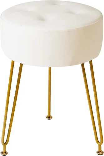 Miniatura 15 de IBUYKE Reposapiés Otomano Redondo de Terciopelo, Taburete de Tocador de Maquillaje Mesa Auxiliar, Asiento de Mesa de Tocador de Terciopelo, Taburete
