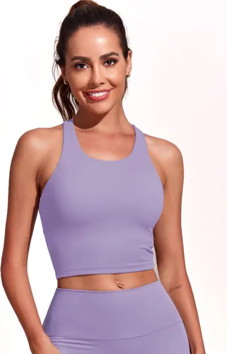Miniatura 2 de Honlyps Criss Cross Workout Tops for Women Backless Strappy Sports Bra Longline Fitness Yoga Crop Tank Top with Bulit in Bra