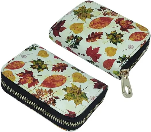 Miniatura 3 de Funda de cuero con cremallera para tarjetas de crédito RFID para mujeres y niñas