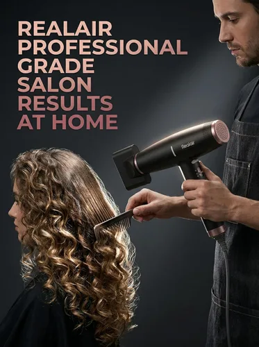 Miniatura 2 de Secador de pelo iónico profesional Realair® con difusor • Secador de iones negativos • Adecuado para todo tipo de cabello • Control inteligente