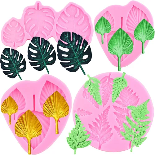 Miniatura 10 de ZiXiang Molde de silicona de hojas tropicales de flamenco, helecho, hojas de Monstera, moldes de fondant para decoración de cupcakes, decoración