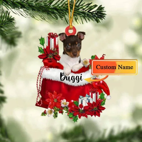 Miniatura 25 de Perro Akita Inu personalizado en bolsa de regalo, adorno de Navidad, nombre personalizado, regalo para amantes de los perros, familia, Navidad