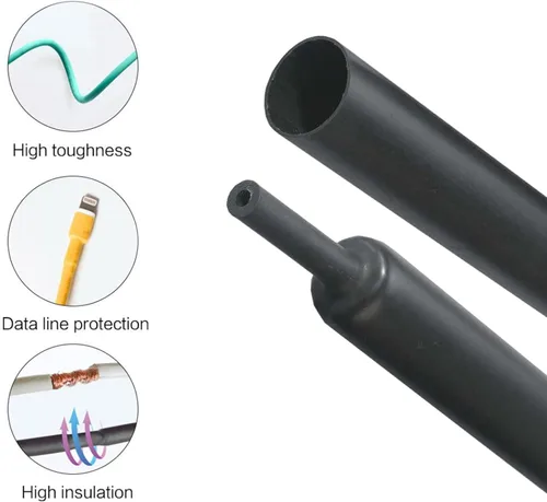 Miniatura 6 de Tubo termorretráctil negro 3:1 protector de cable de doble pared con adhesivo marino forrado con pegamento impermeable (1 pulgada - 25 pies)