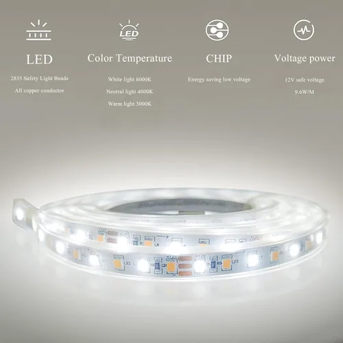 Miniatura 6 de HM&DX Espejo de baño LED en forma de nube con luces LED, espejo con luz antiniebla regulable tricolor, espejo de tocador con botón táctil