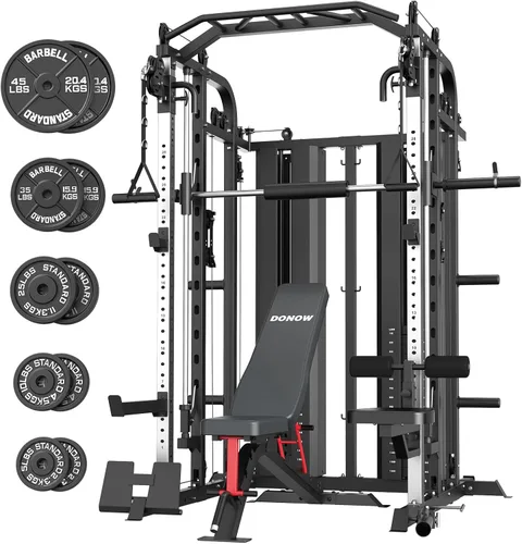 Miniatura 8 de DONOW Smith - Máquina con pilas de pesas, sistema de gimnasio en casa multifunción, jaula de potencia, estante para sentadillas, máquina cruzada