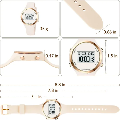 Miniatura 45 de Women LED Display Elecreonic Watch Fashion Chrono Alarm Digital Clock Woman Outdoor Sport Wirstwatch
