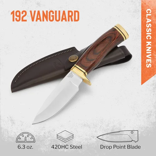 Miniatura 2 de Buck Knives 0192brs Vanguard – Cuchillo de hoja fija con vaina de piel auténtica Marrón