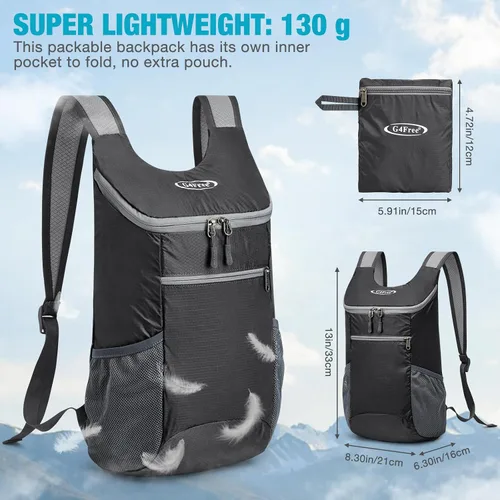 Miniatura 4 de G4Free, mochila pequeña y plegable, liviana y casual, para ir de camping o para exteriores, para adultos y niños (11 L)