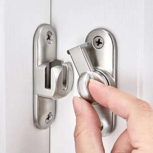 Miniatura 8 de INIRET Paquete de 2 cierres blancos para puerta de granero, cerradura de puerta de 90/180 grados, herrajes para puerta abatible, cierre de puerta