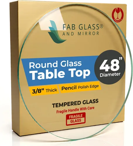 Miniatura 28 de Fab Glass - Mesa redonda de cristal de 48 in, grosor de 3/4 in, cristal pulido plano templado, Vidrio, Transparente