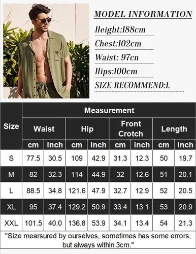 Miniatura 7 de COOFANDY Pantalones cortos de lino para hombre con cintura elástica y cordón para playa